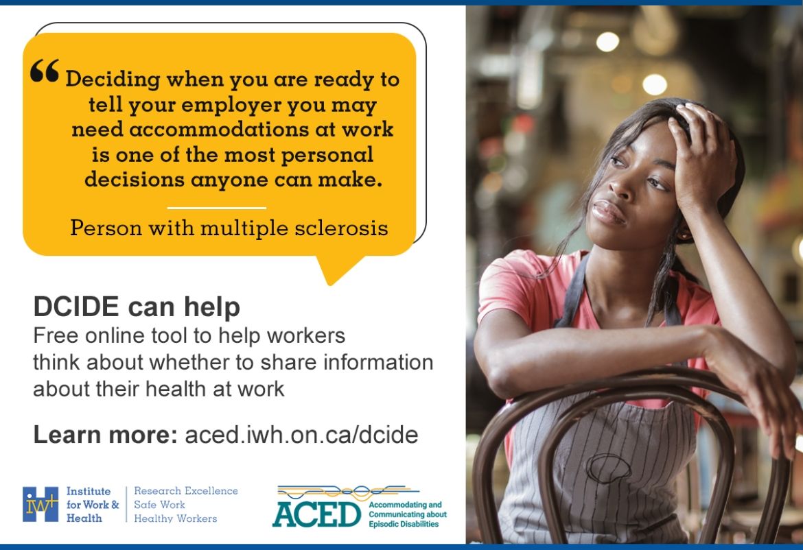graphic card for a new tool to help workers make health disclosure decision