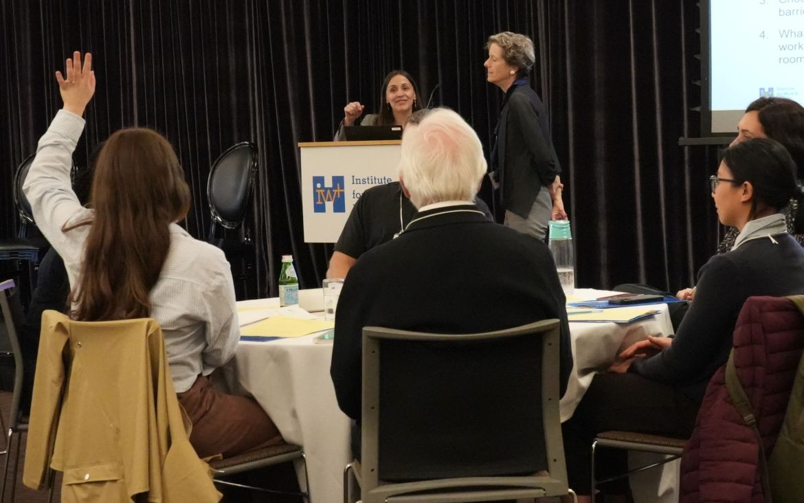 Dr. Nancy Carnide answers questions from attendees during the IWH Connects event.
