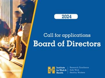 Text reads: "2024 Call for applications, Board of Directors." The IWH logo is shown.