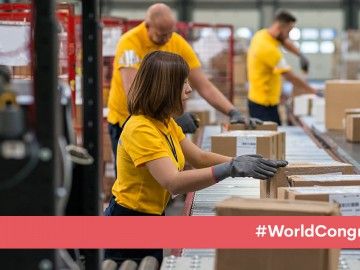 A line of packaging workers