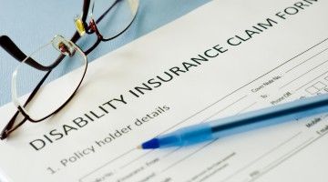 Closeup of disability insurance claim form