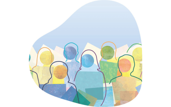 A drawing of a group of people.