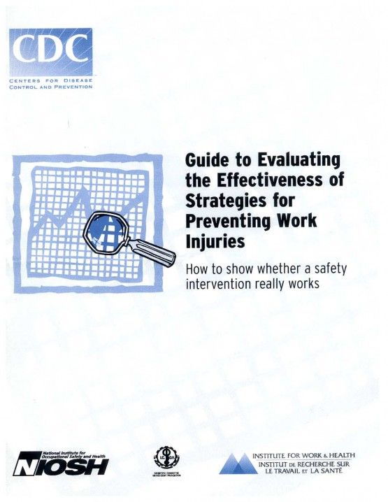 Front page of guide on evaluating work injury prevention strategies