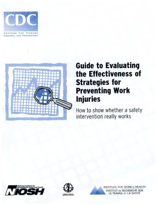 Front page of guide on evaluating work injury prevention strategies