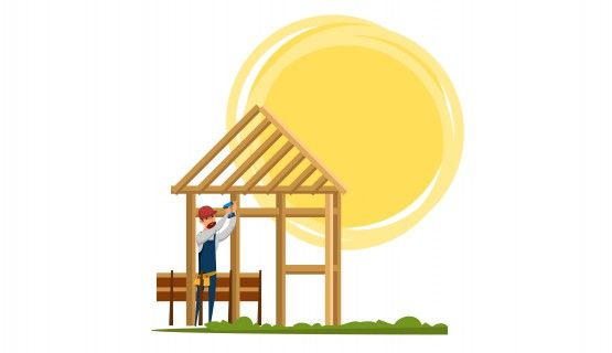 A home builder working under a hot sun