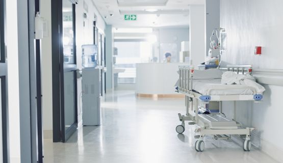 A hospital corridor.