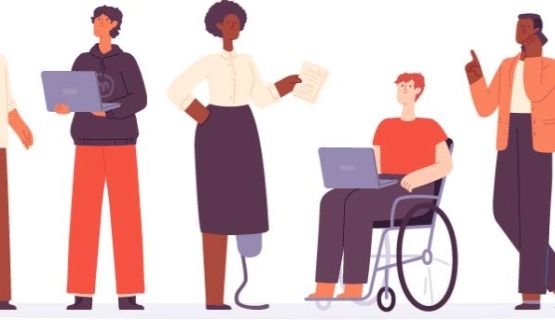 Row of diverse persons with disabilities